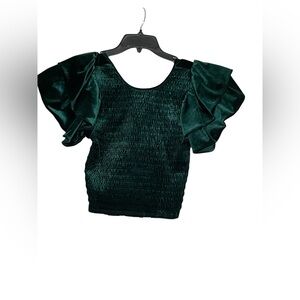 Elegant Green Ruffle Sleeve Top by Evolutionary‎